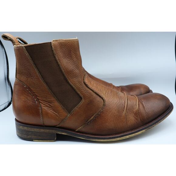 Johnston & Murphy Ankle Boots Chukka 9.5 M Chelsea Brown Leather Ruched Mens - Picture 4 of 8